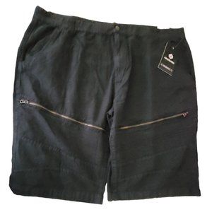 Akademiks Mens Shorts Sz 48 Black Cargo Zippered Pockets High Waist Casual